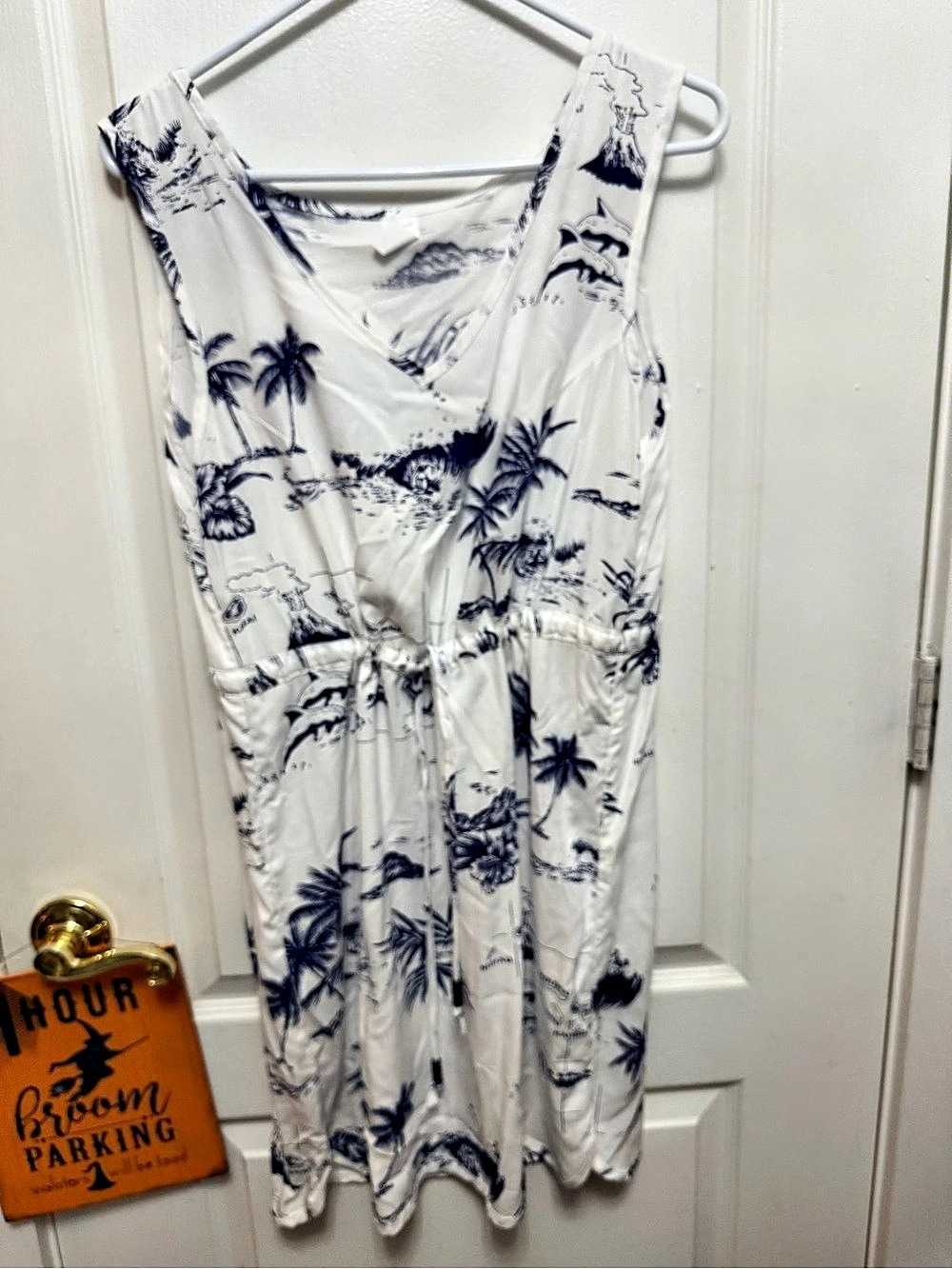 Palmwave Hawaii Ladies Aloha Dress (White Map) & Blue Midi